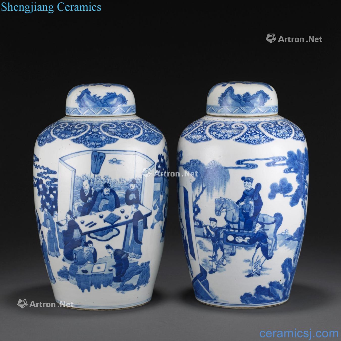 Blue and white characters of the reign of emperor kangxi tougue cans