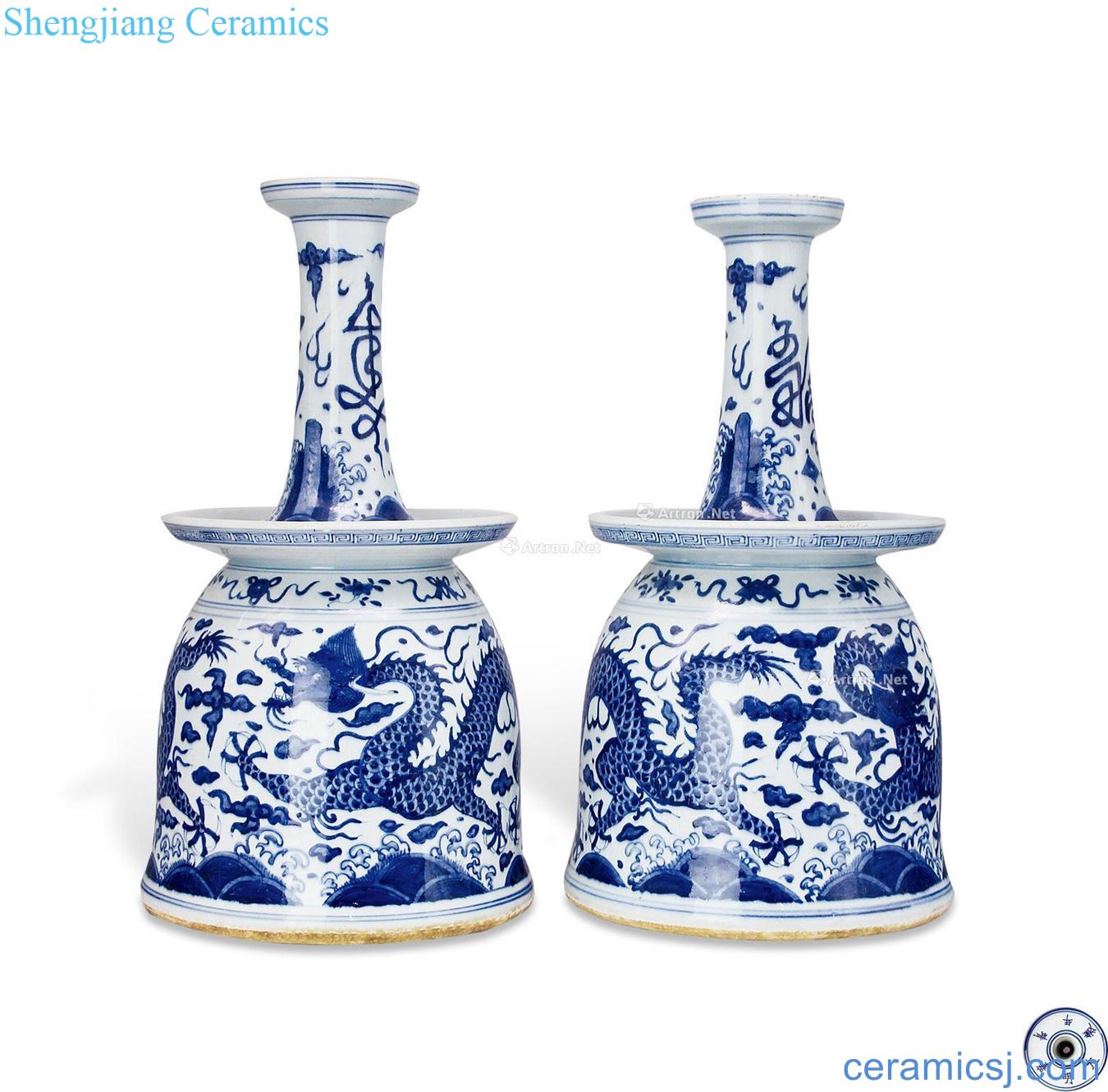 Ming jiajing Blue and white YunLongWen candlestick (a)