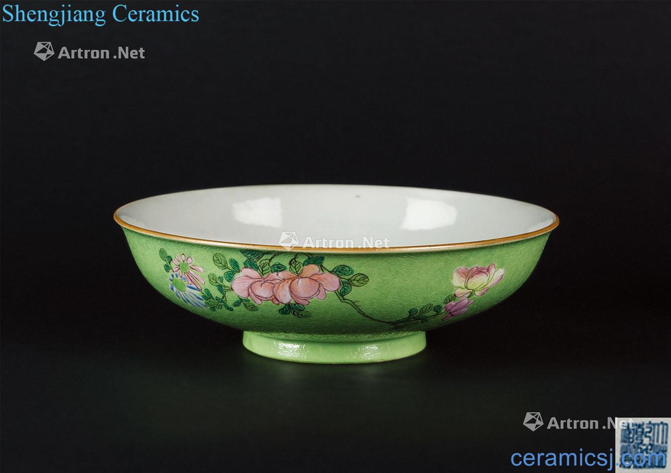 Qing dynasty in the 18th century green pastel flower bowls