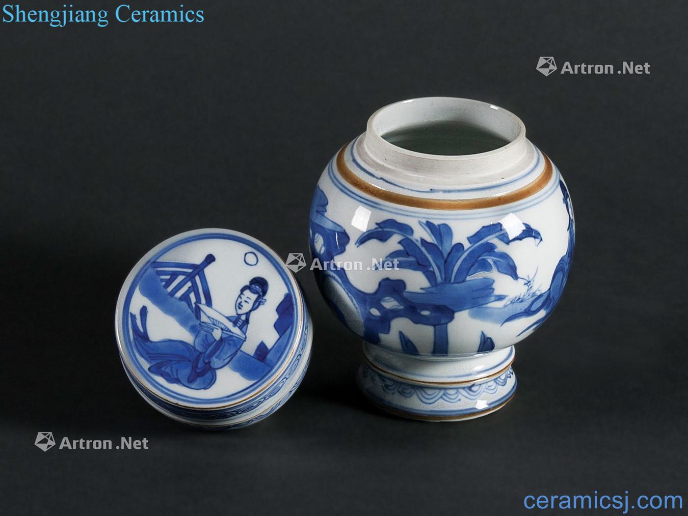 The qing emperor kangxi porcelain figures cover tank