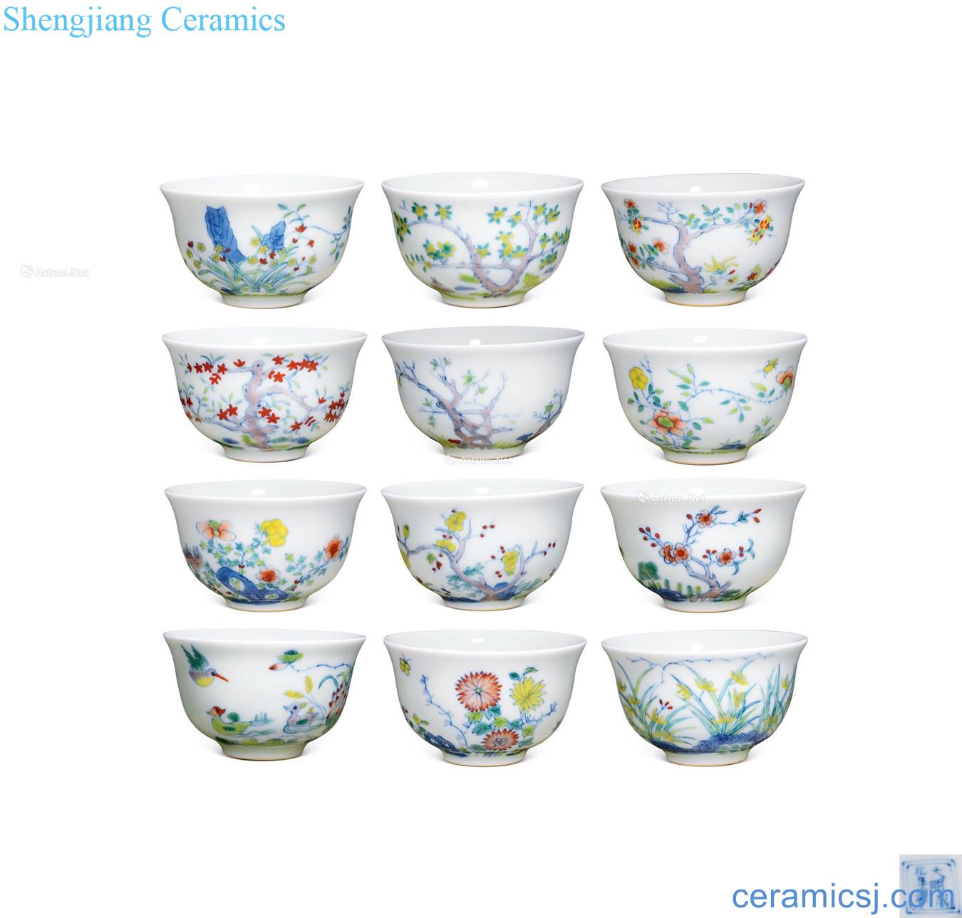 Ming chenghua chenghua bucket color cup (12 pieces/sets)