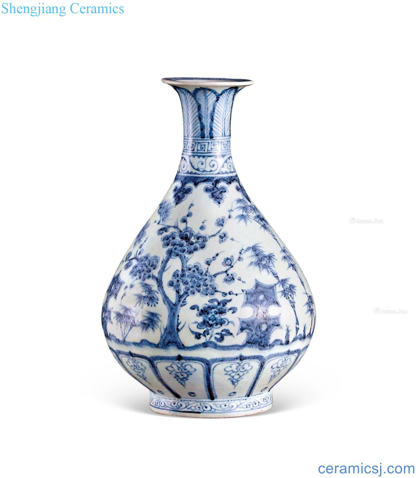 Ming Blue and white, poetic okho spring bottle