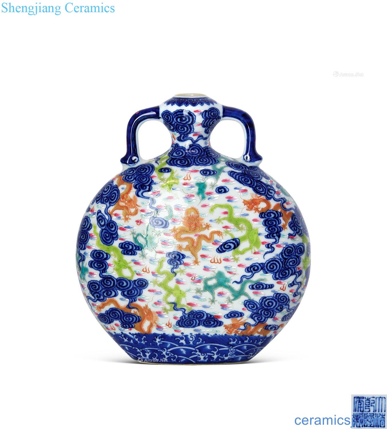 Qianlong porcelain enamel YunLongWen binaural pot