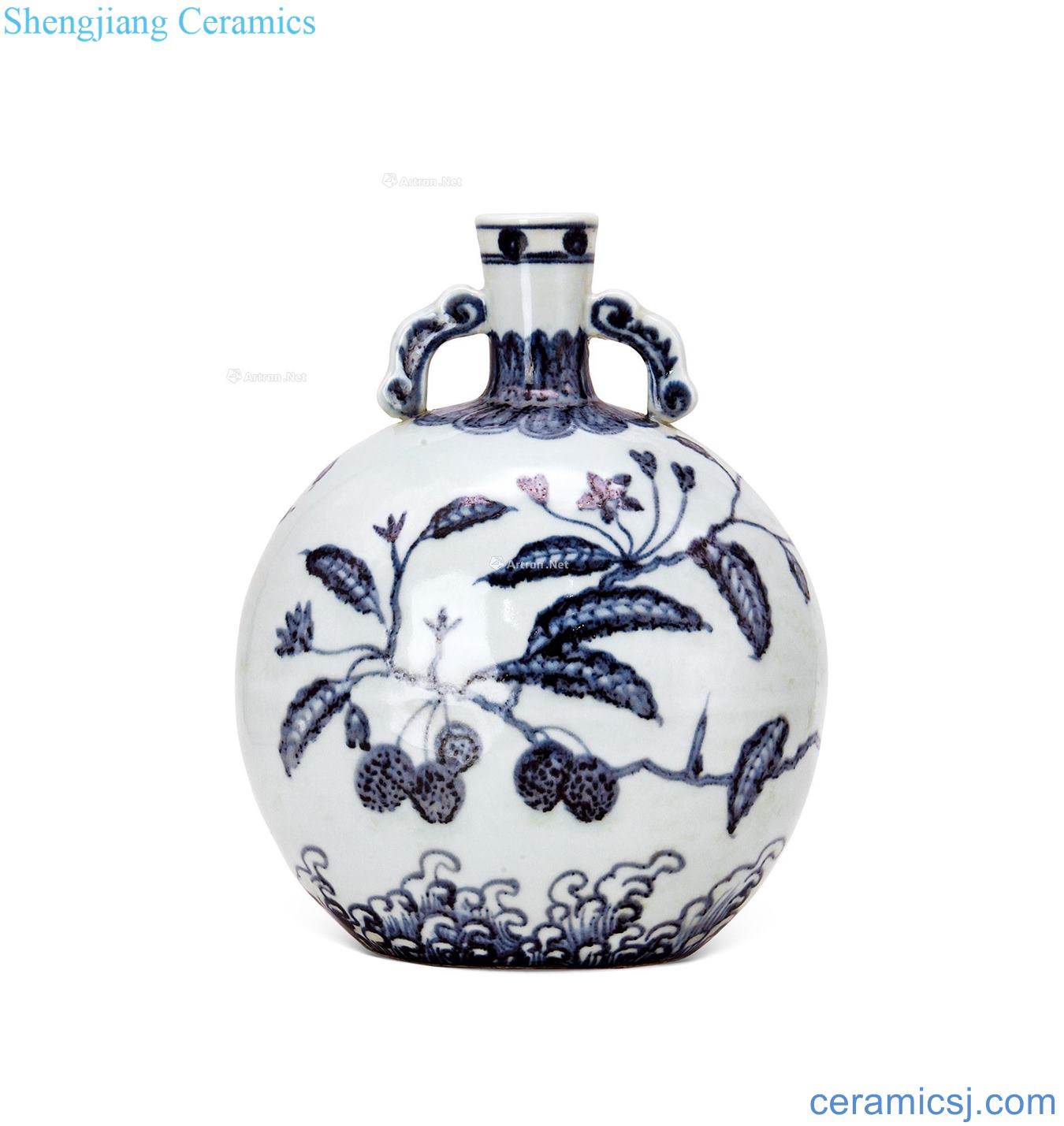 Ming yongle Blue and white litchi grain on bottle