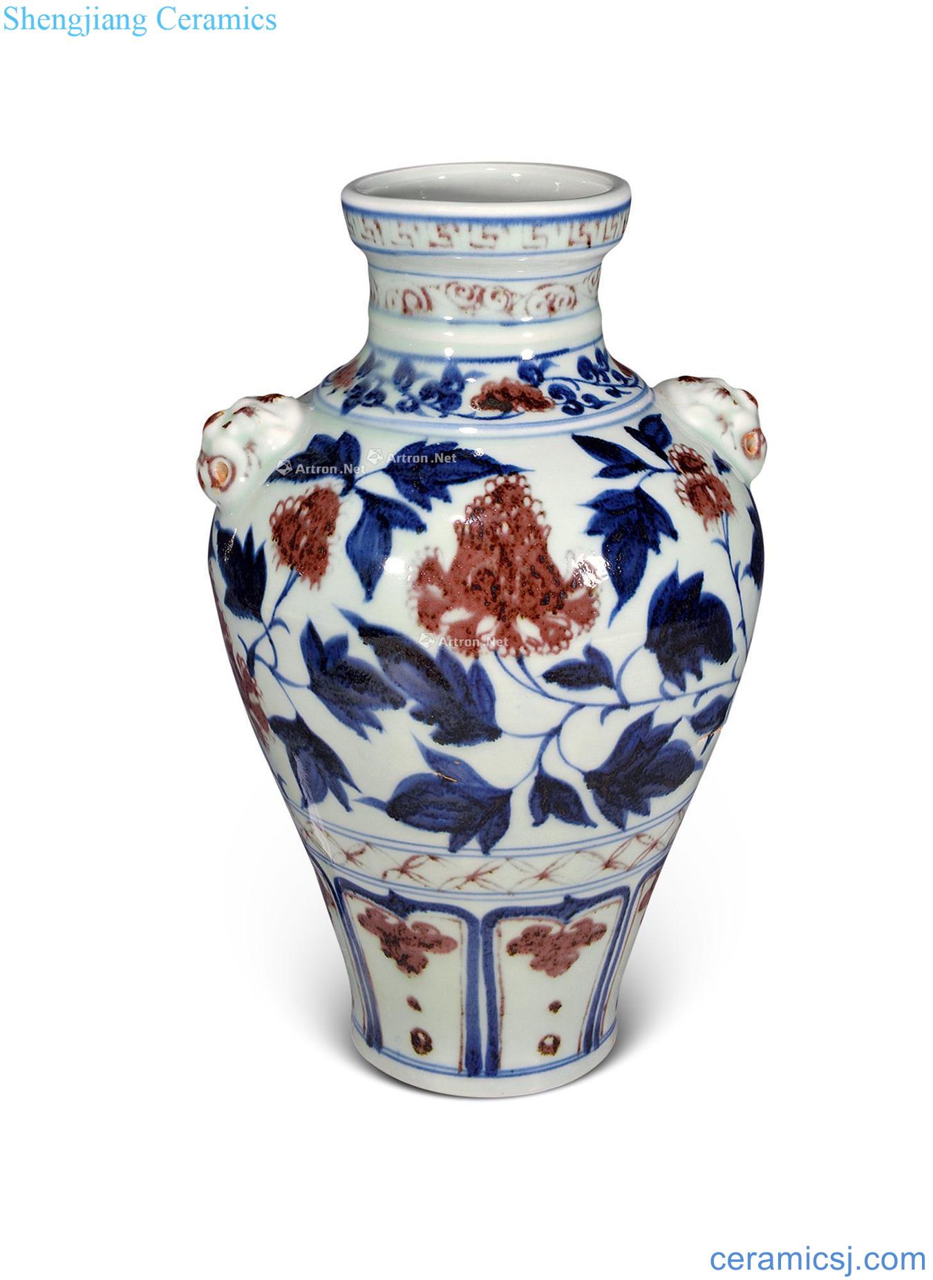 The early Ming blue and white youligong peony grains first bottle