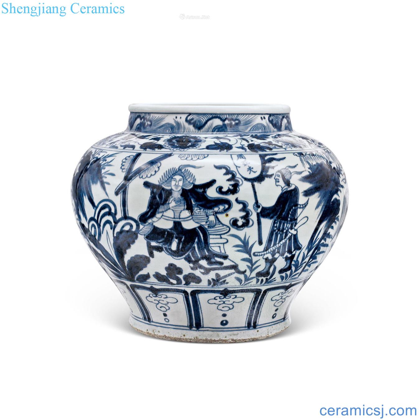 yuan Stories of blue and white Samson chow station troops fine LiuYing cans