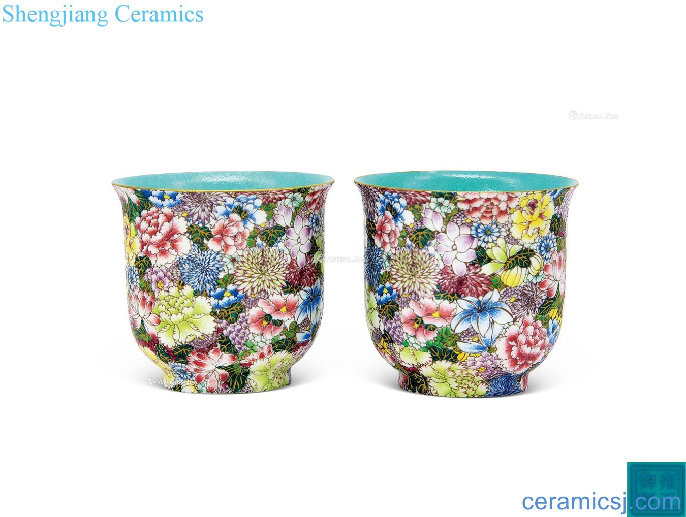 Qing yongzheng pastel "hundred flowers don't open" cup (a)