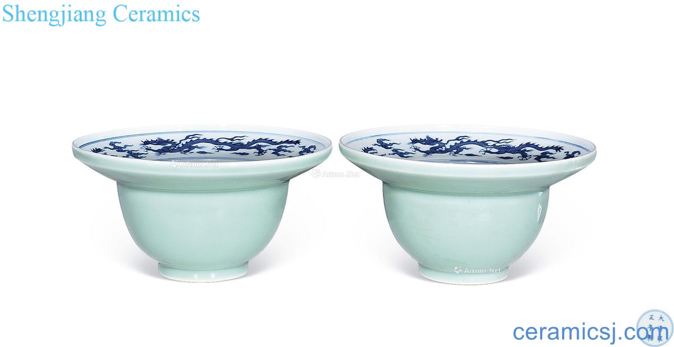 The qing emperor kangxi Green glaze powder enamel lines or bowl of (a)