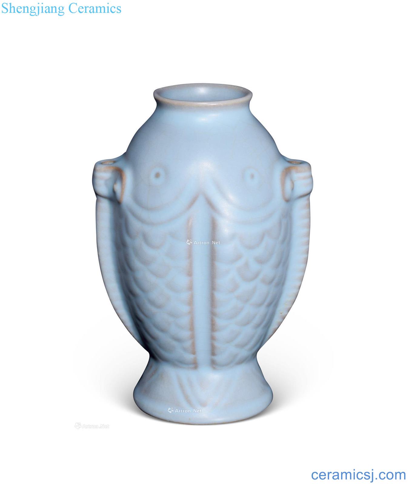 The song dynasty Your kiln azure glaze Pisces