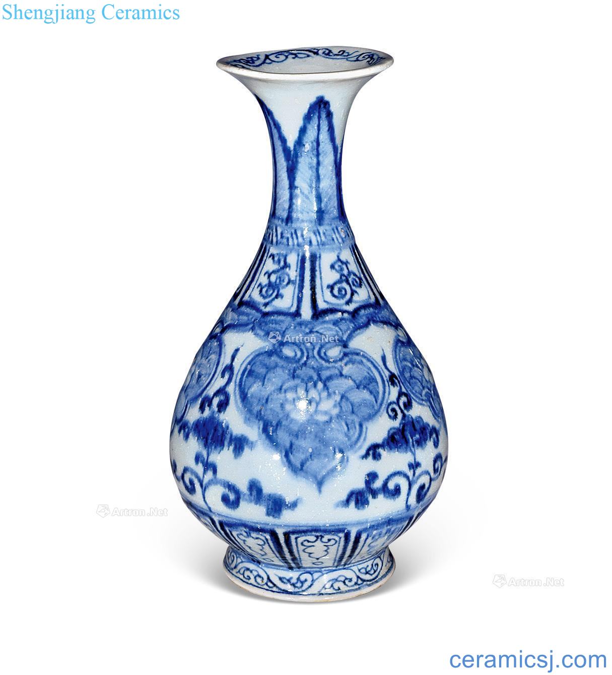 Ming dynasty Blue and white flower grain okho spring bottle