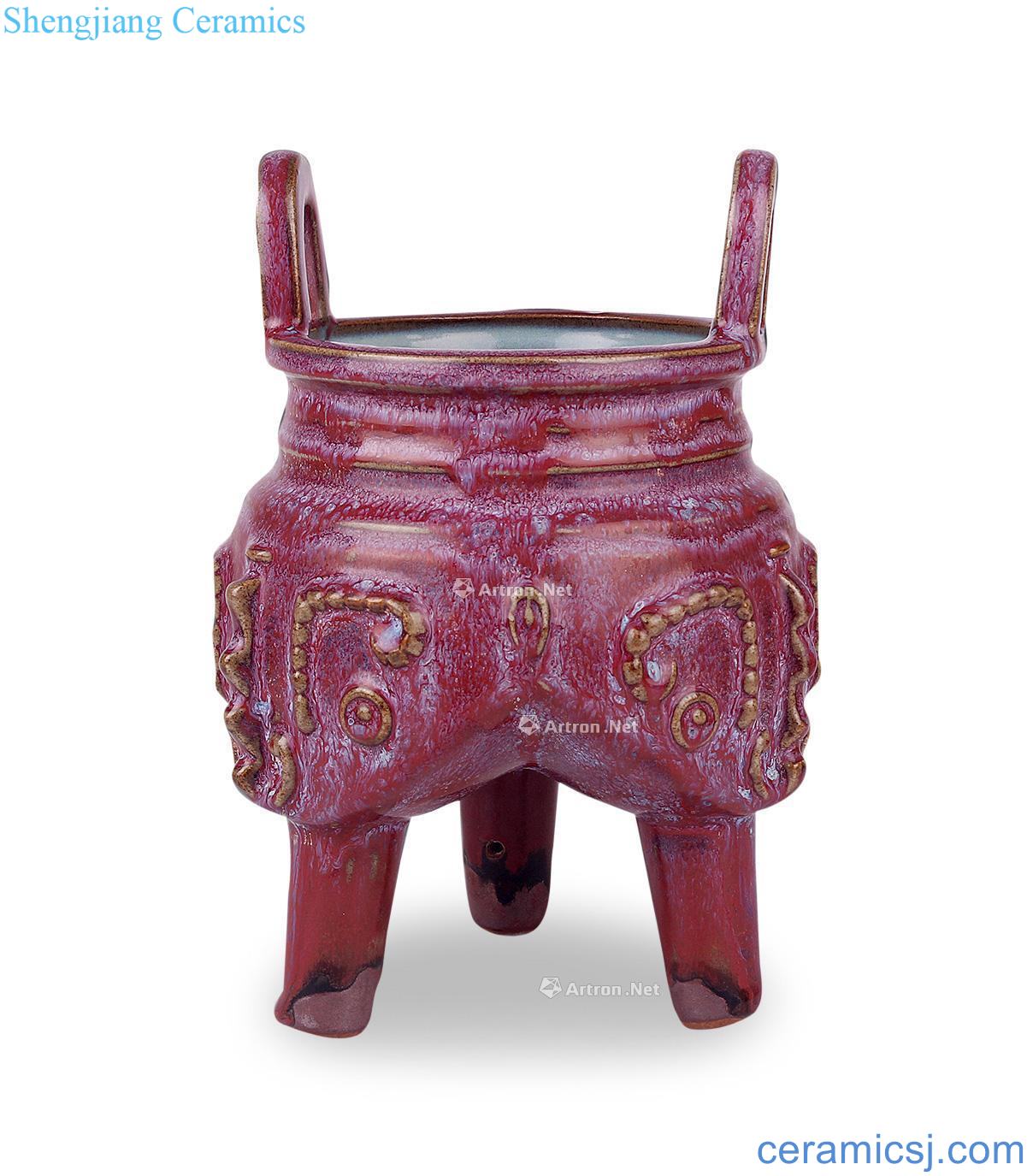 The song dynasty Pa rose violet three-legged tripod