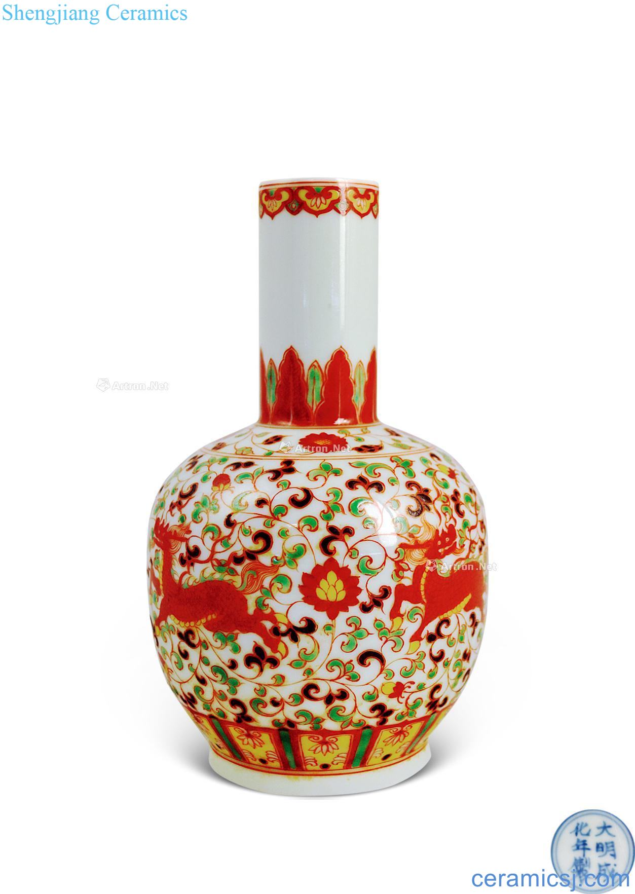 chenghua Rosy red, green, kylin grain bottle