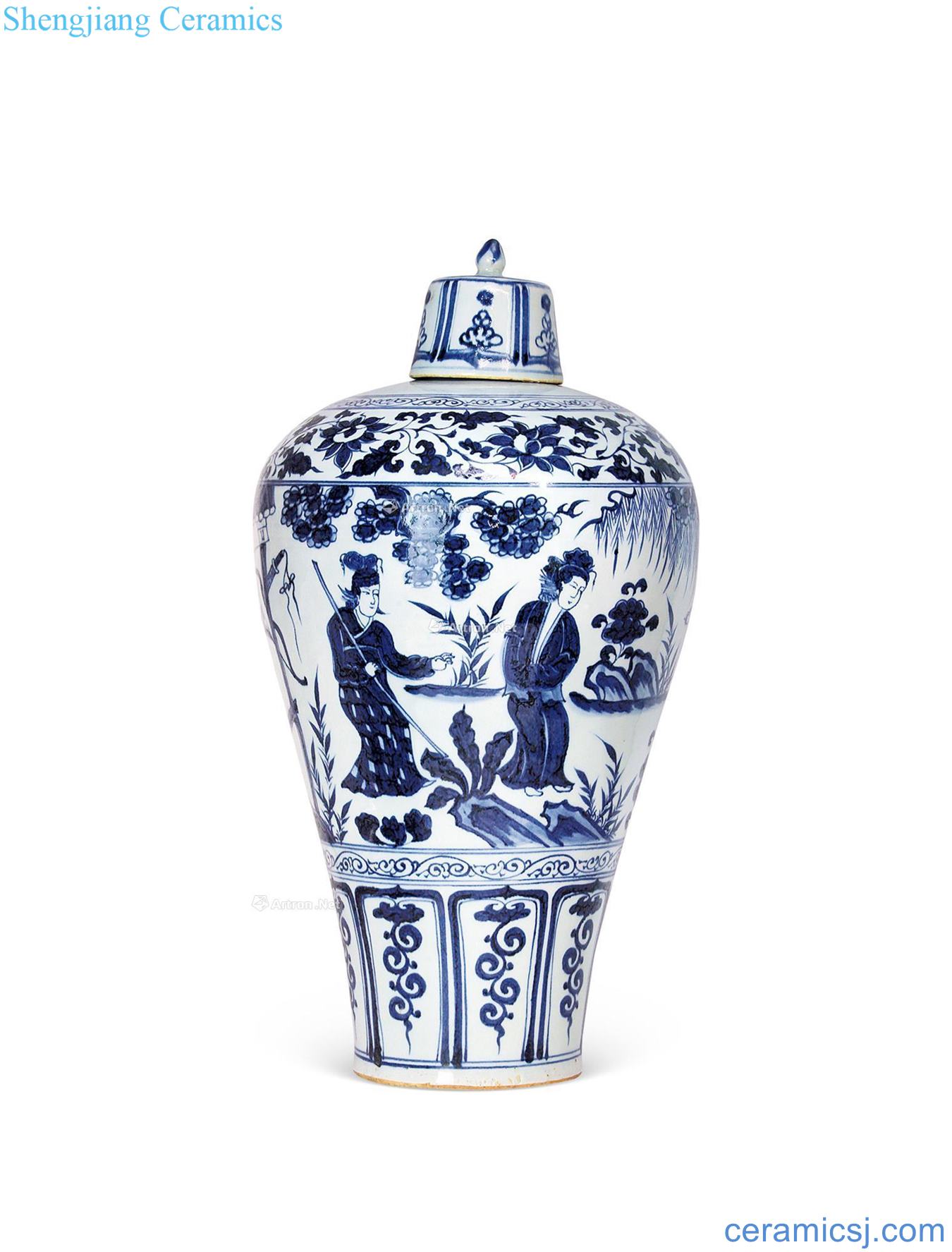 yuan Stories of blue and white with cover bottle