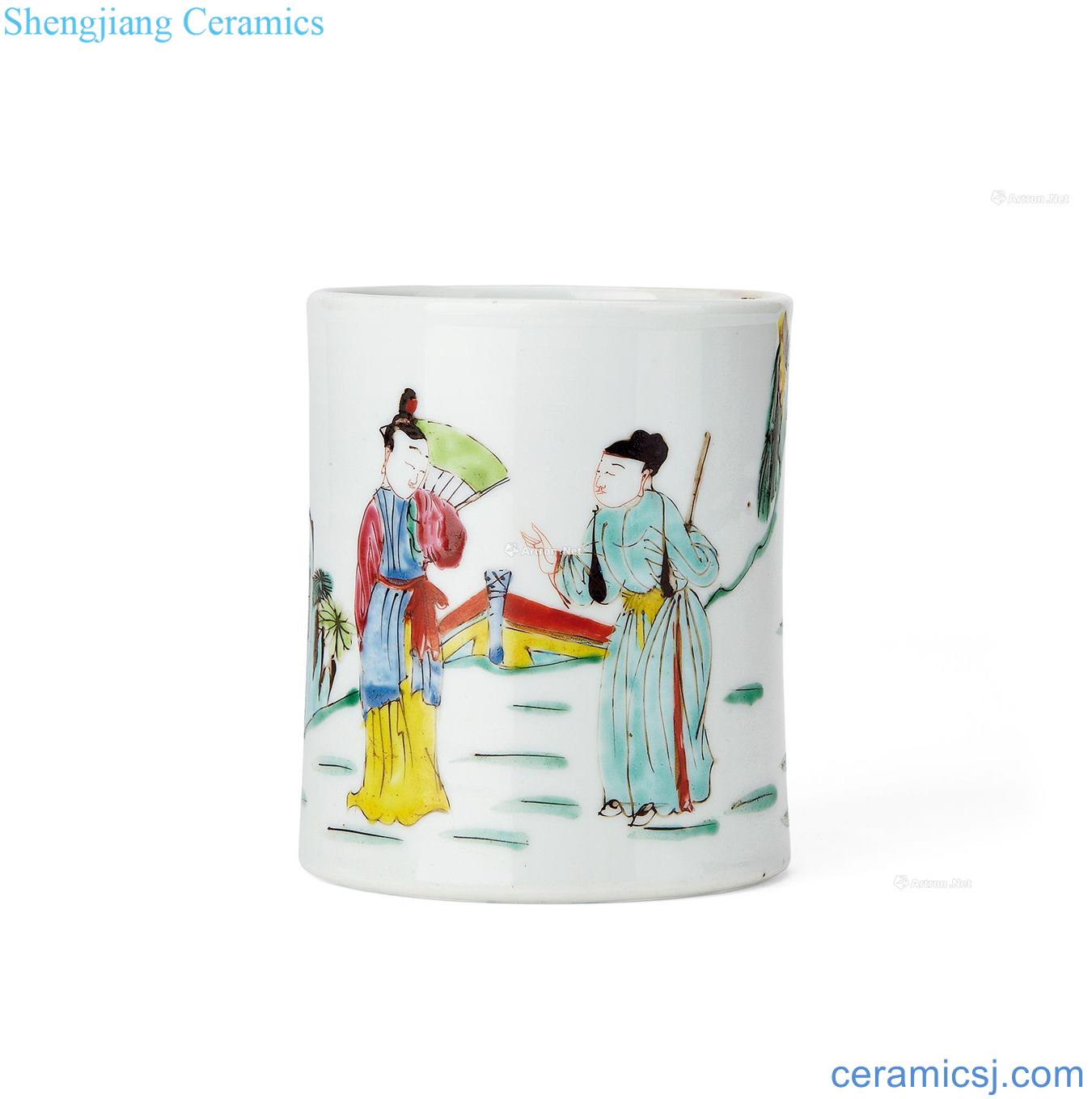 Qing yongzheng pastel brush pot
