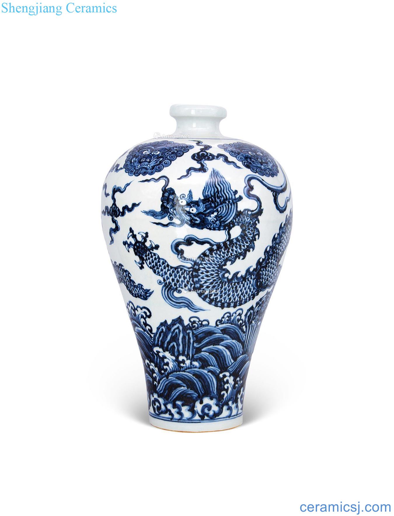 Ming Blue sea dragon head grain mei bottle