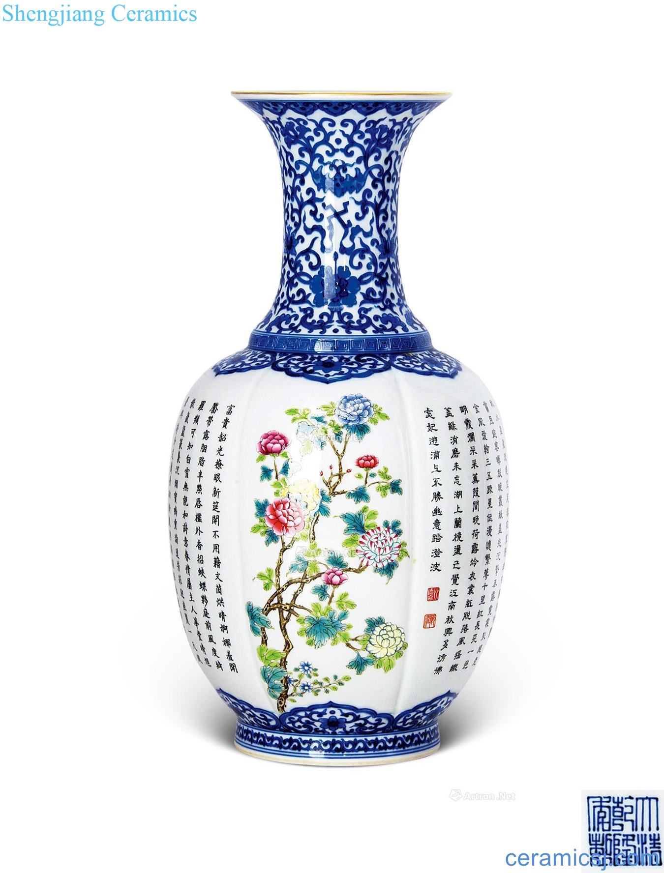 Qianlong porcelain enamel flower tattoos goddess of mercy bottle
