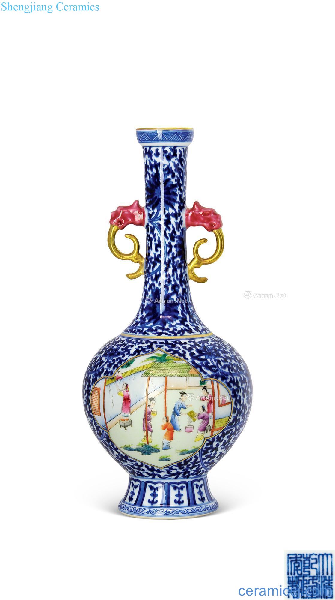 Qianlong porcelain enamel medallion double ears