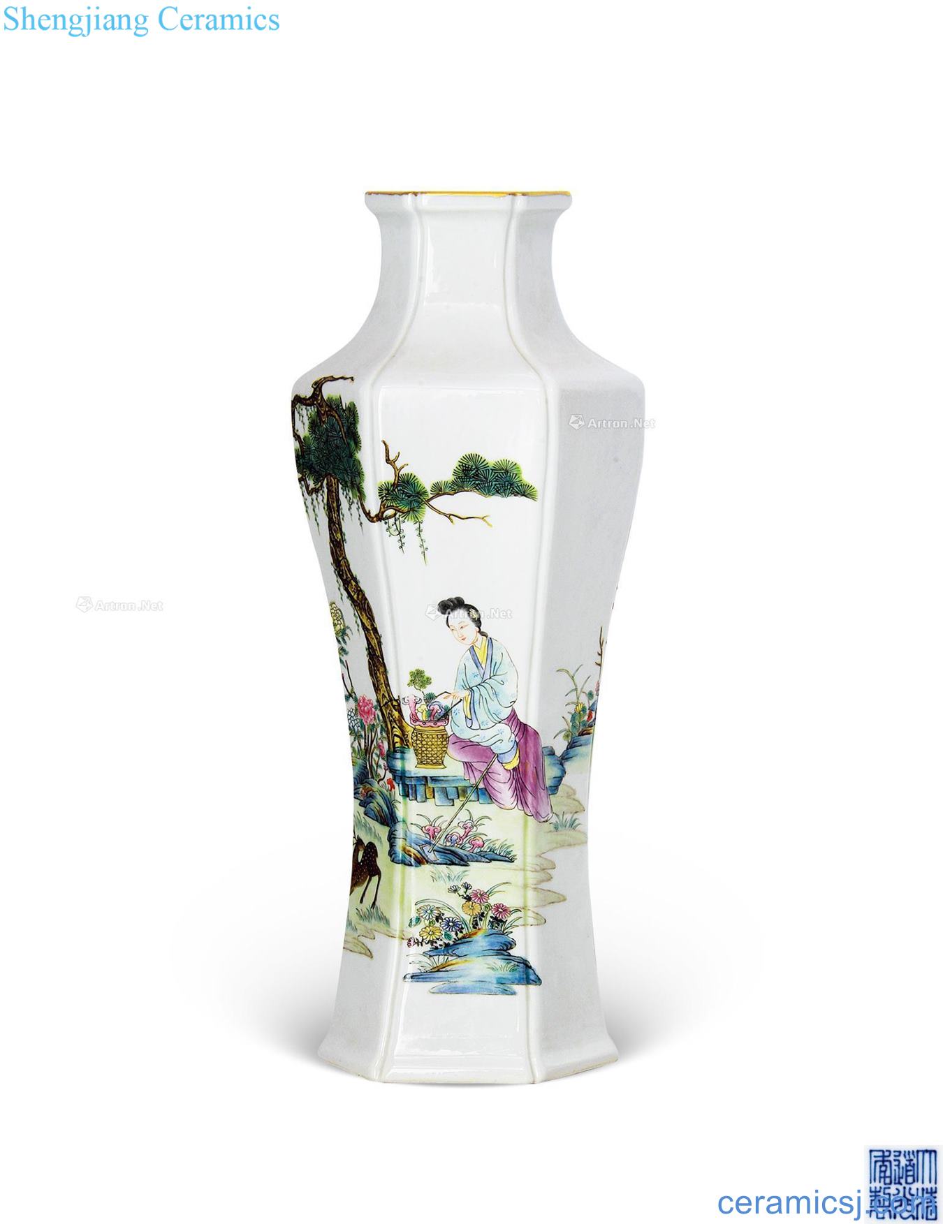 Light pastel landscape character vase