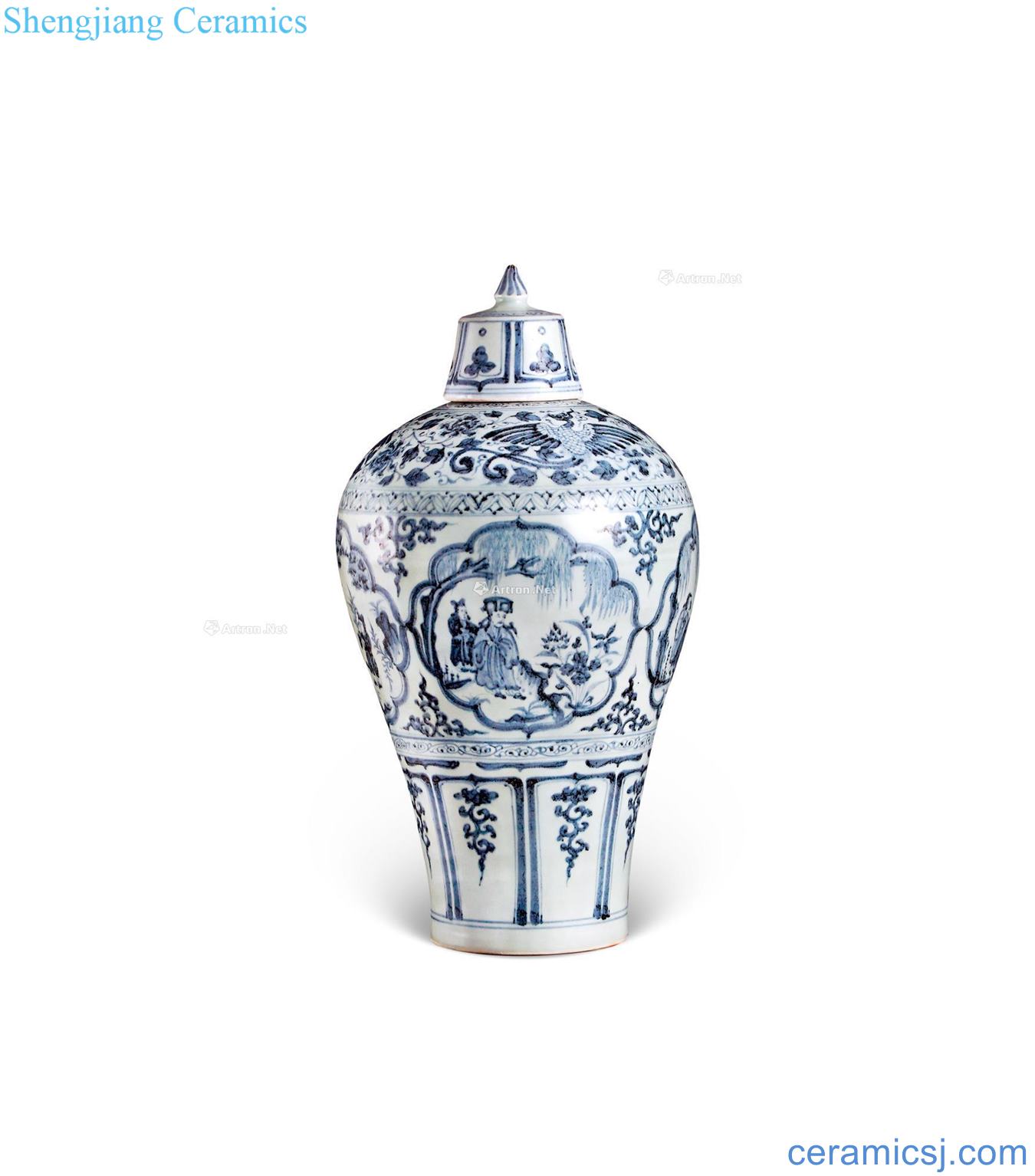 Ming Stories of blue and white window with cover bottle