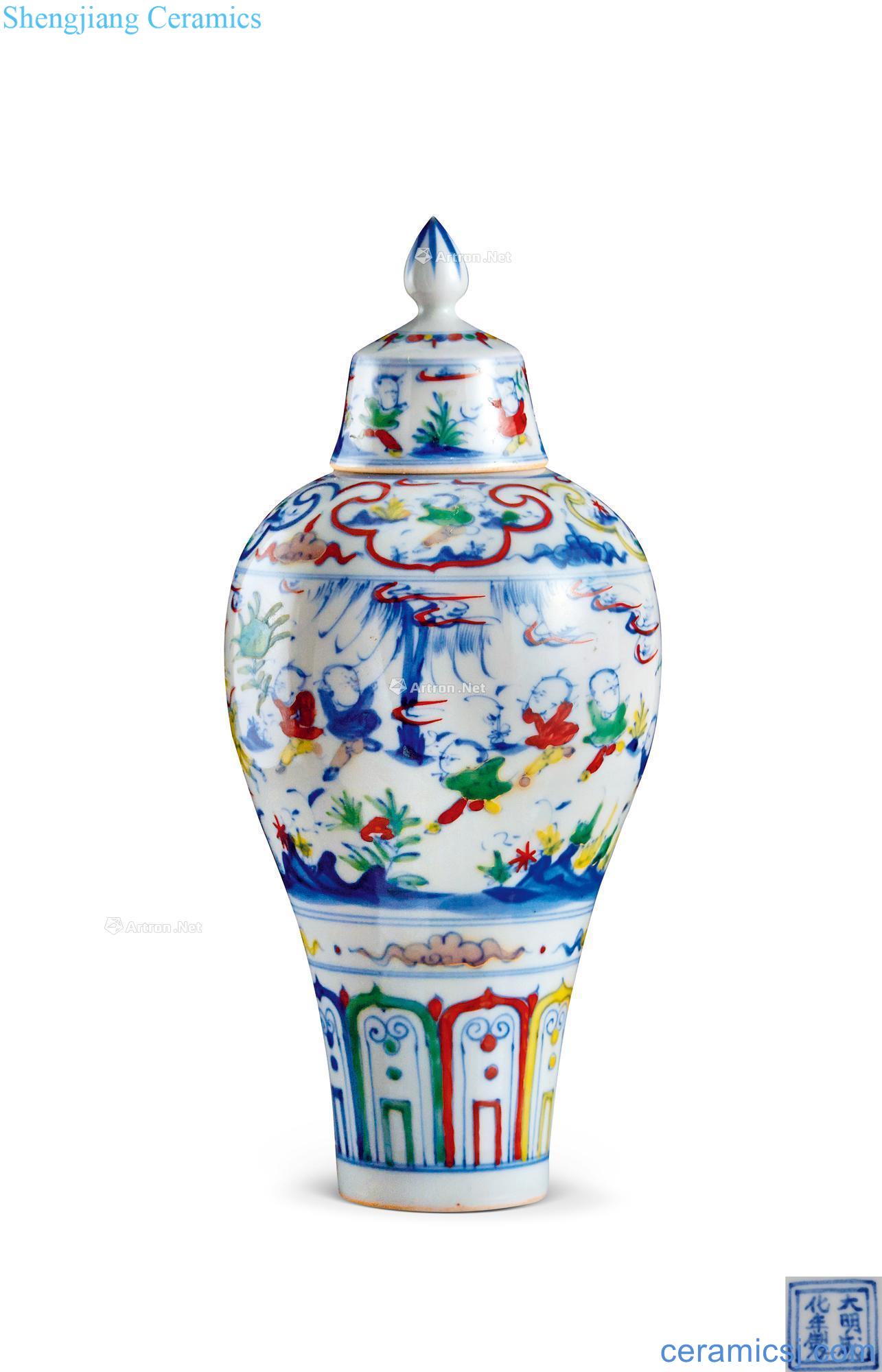 Ming chenghua choi YingXiWen fights with cover bottle