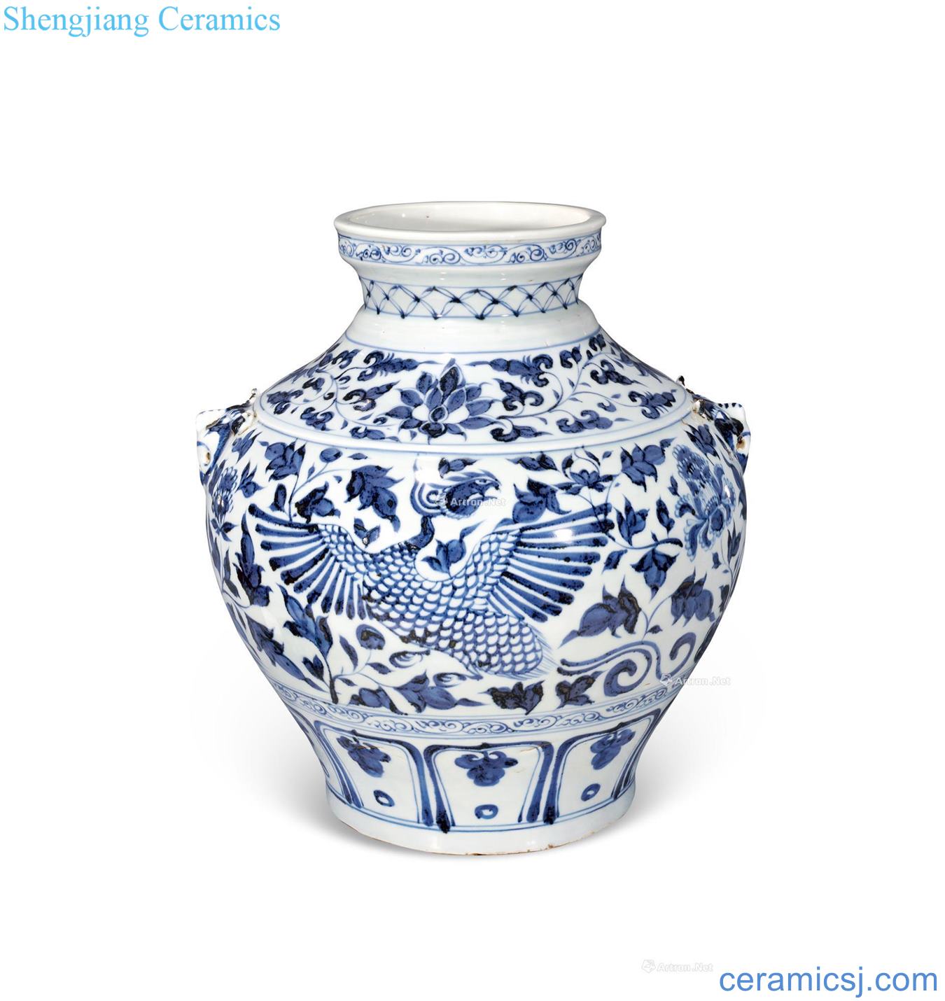 Early Ming dynasty Blue and white chicken wear floral print shop first tank