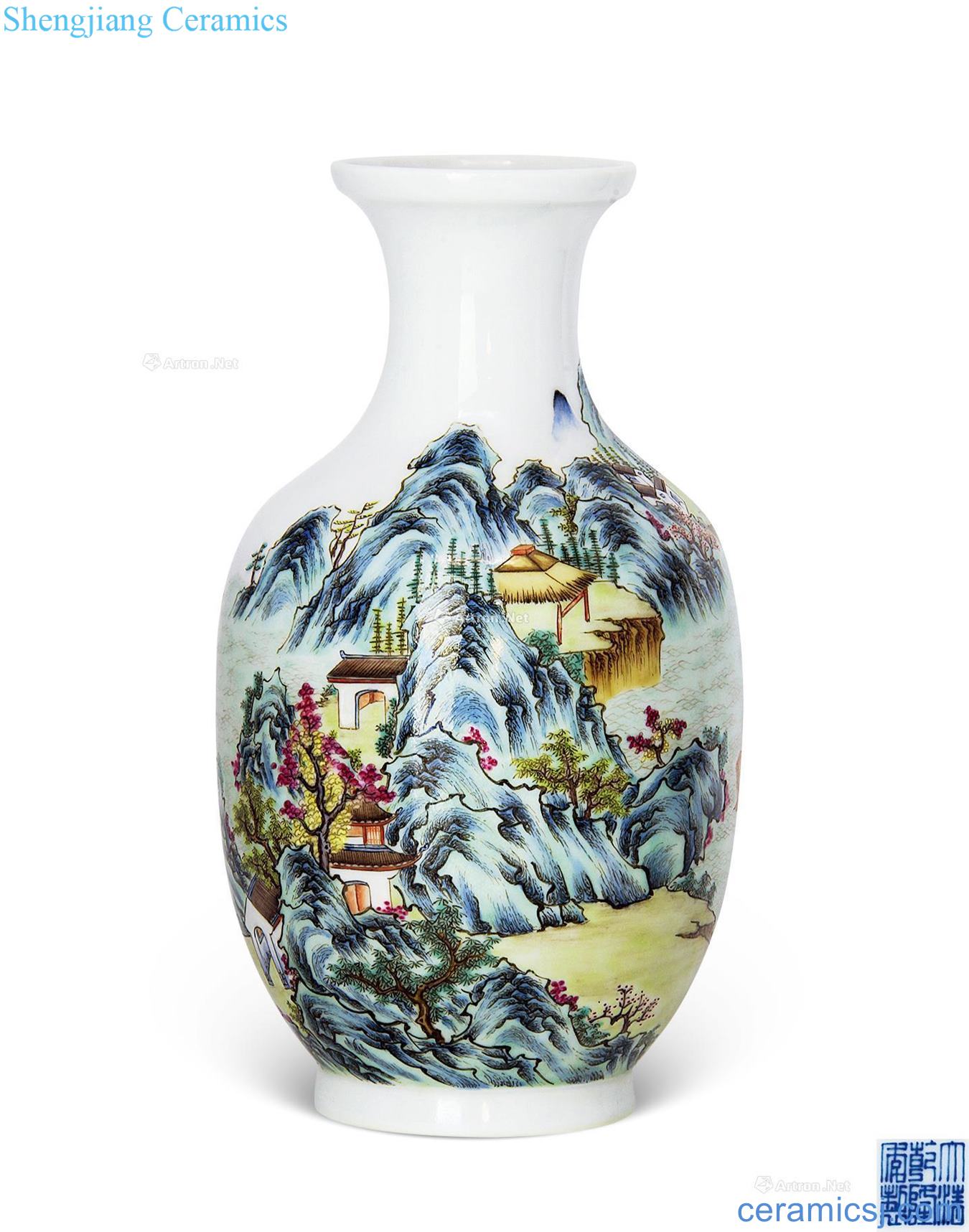 Qianlong pastel landscape character lantern