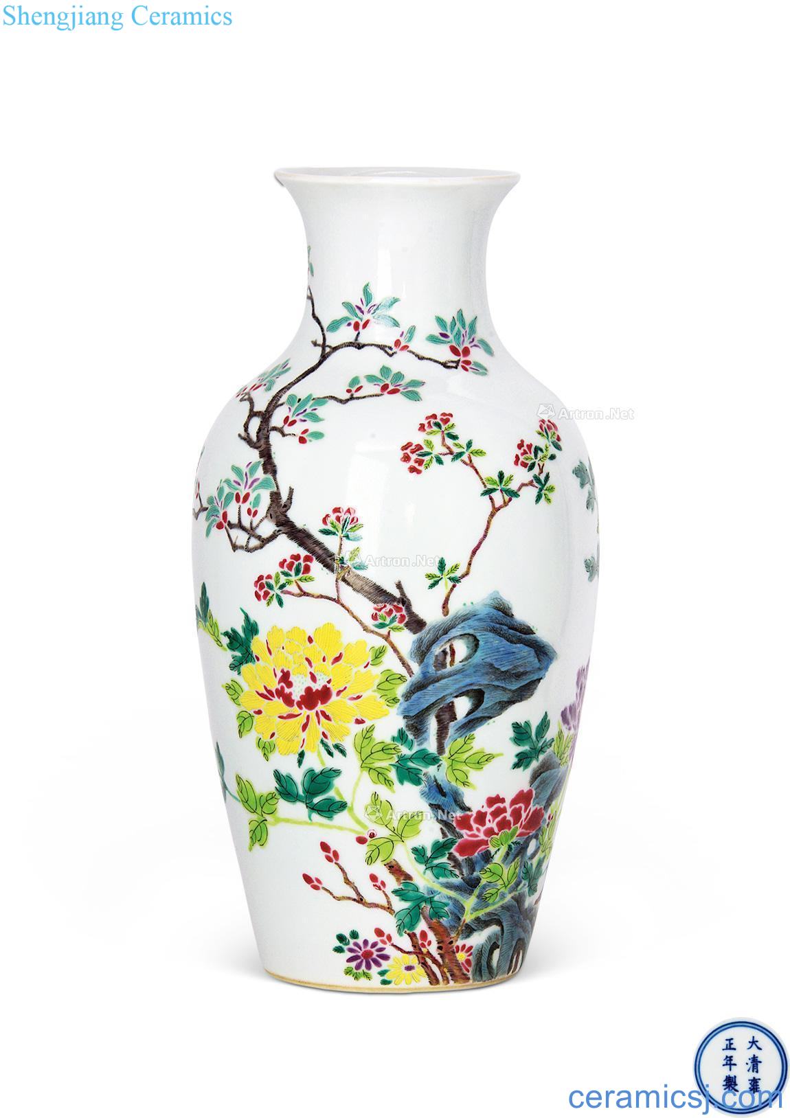 Yongzheng pastel landscape flower tattoos goddess of mercy bottle