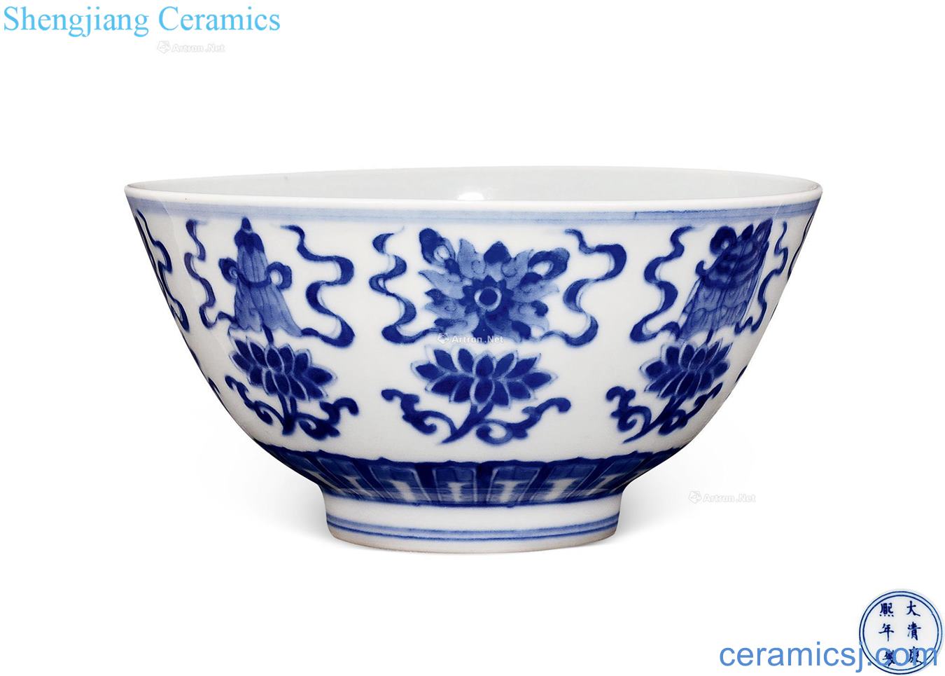 The qing emperor kangxi Blue and white sweet green-splashed bowls