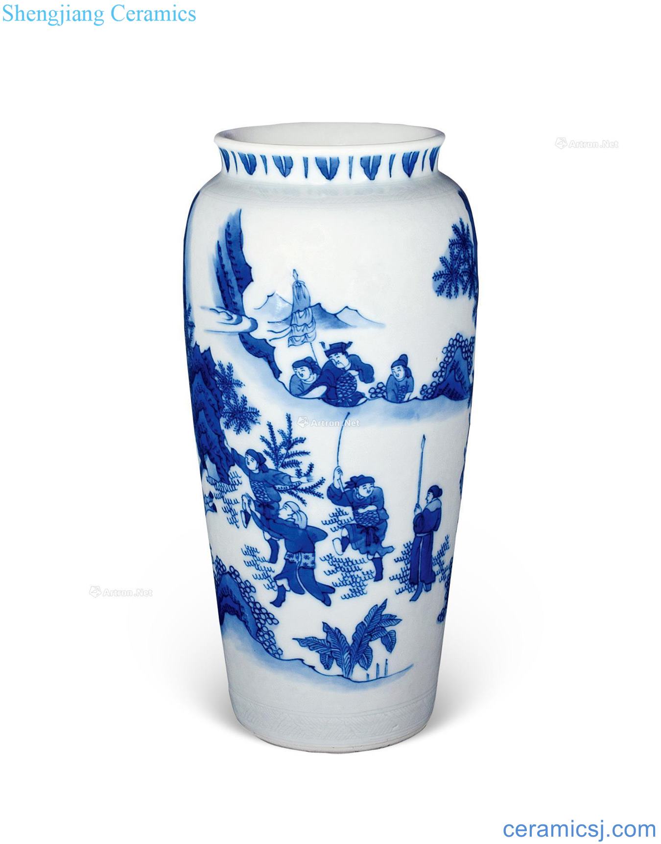 The late Ming dynasty Stories of blue and white lines lanterns