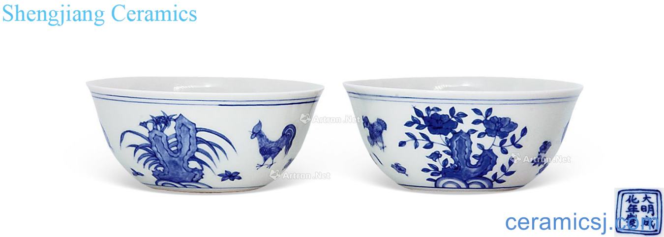 in Blue and white chicken cylinder cup (a)