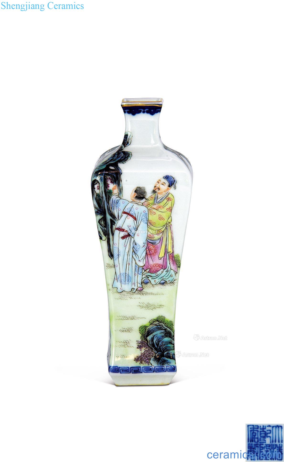 Square bottle qianlong pastel landscape characters