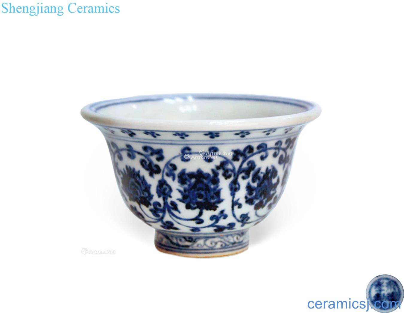 Yongle branch flowers grain pressure hand cup