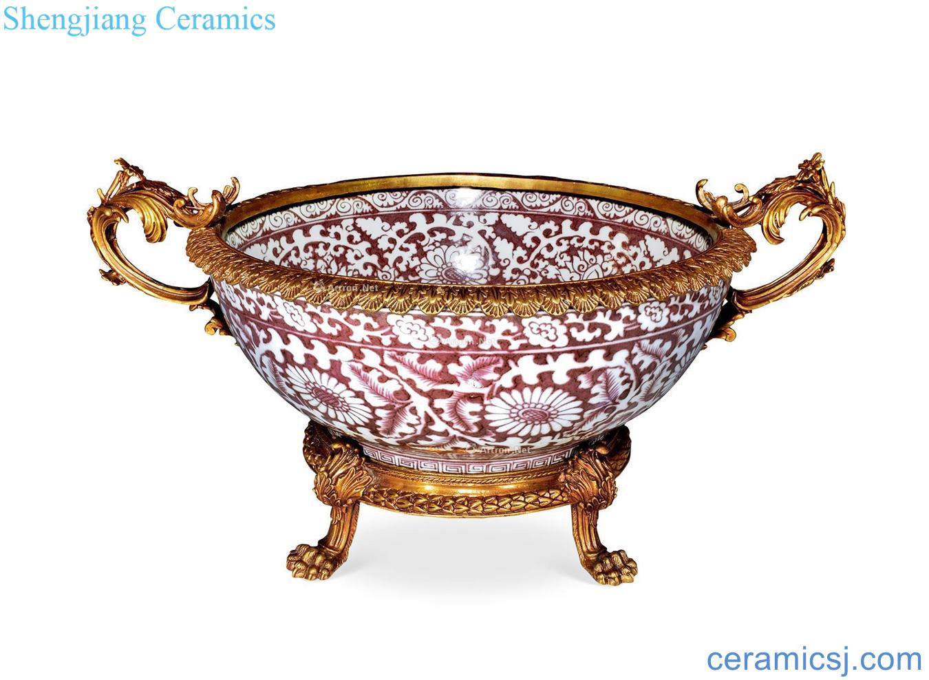 Ming hongwu Chrysanthemum youligong back grain big bowl