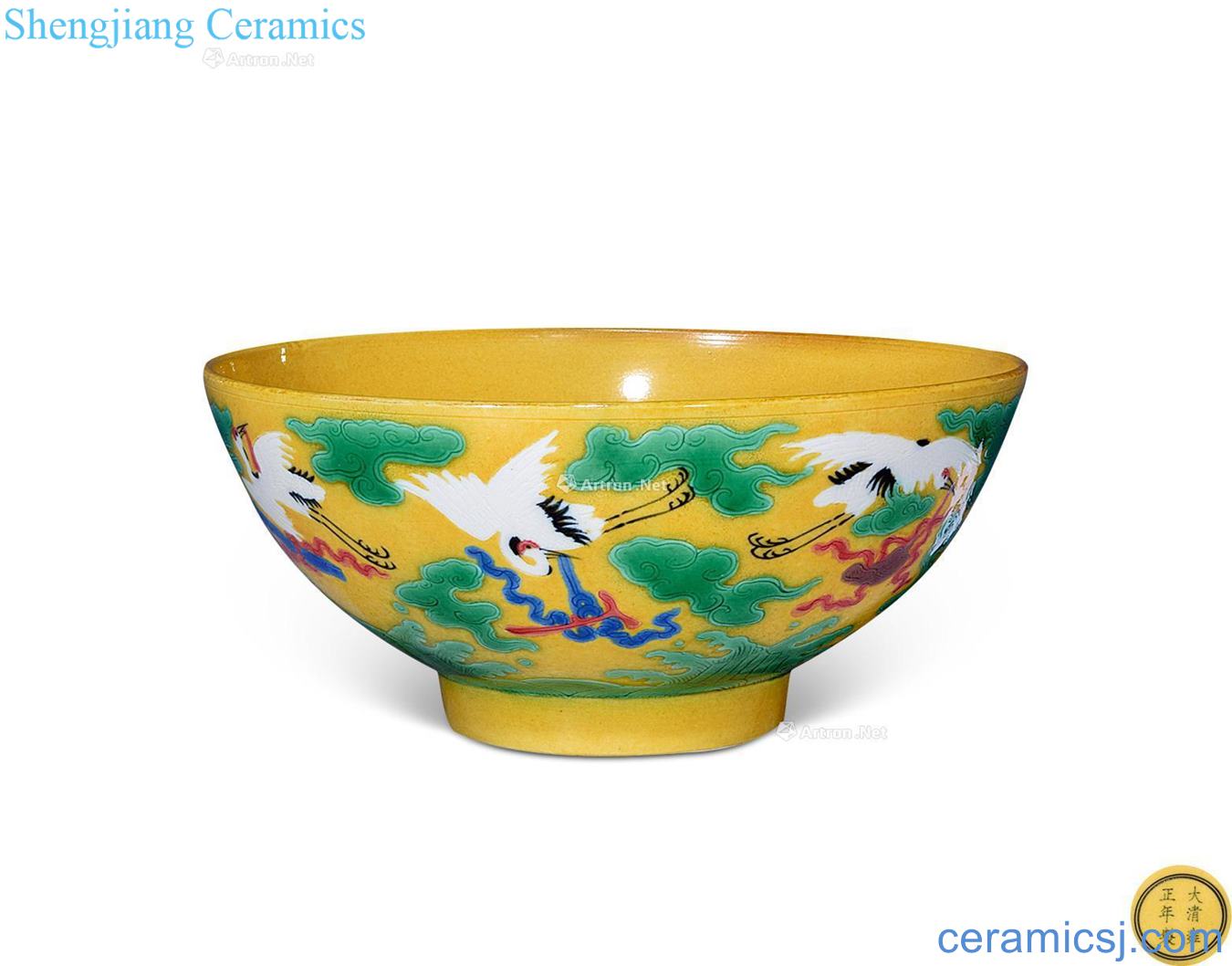 Qing yongzheng Yellow color auspicious James t. c. na was published in grain dishes