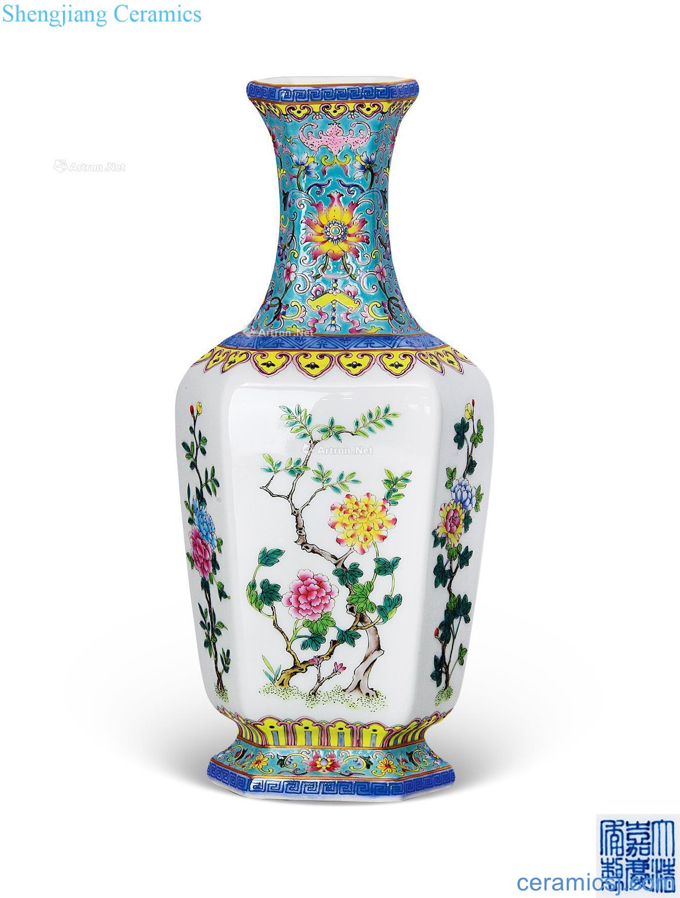 Jiaqing pastel four seasons flower vase
