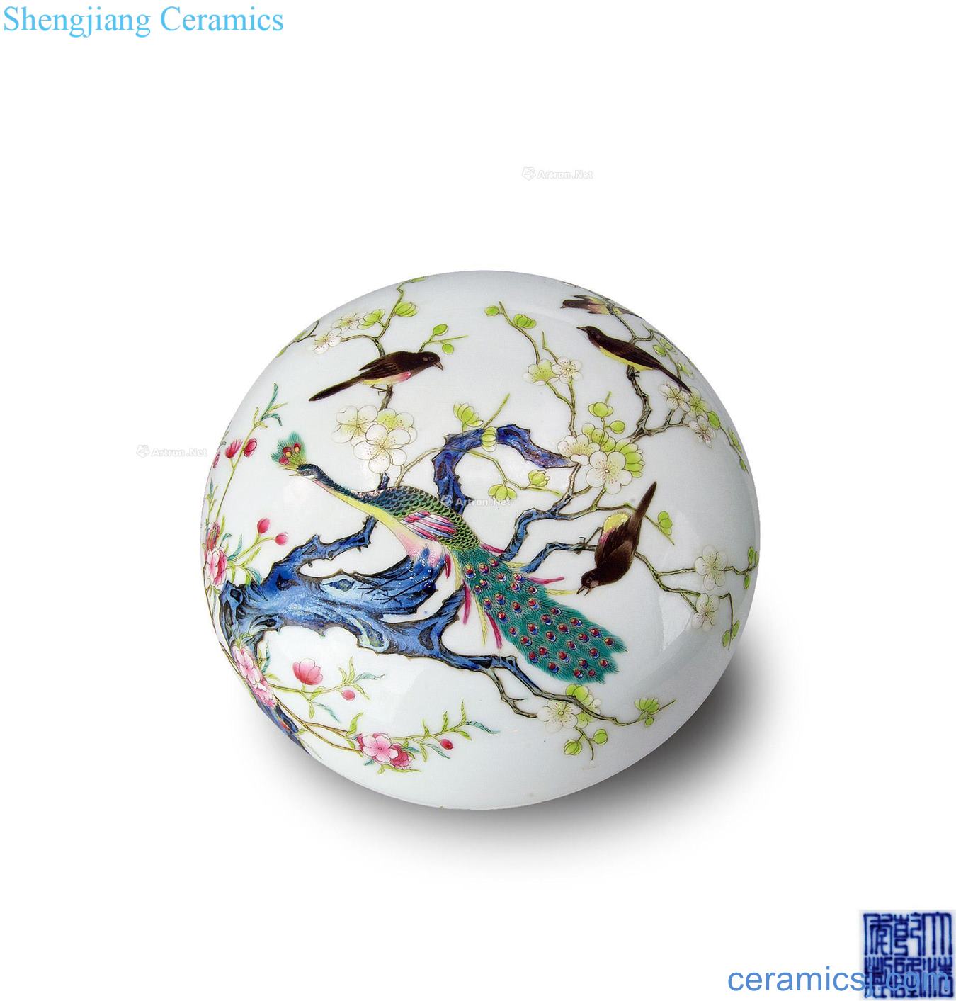 Blue and white powder enamel qianlong grain powder compact