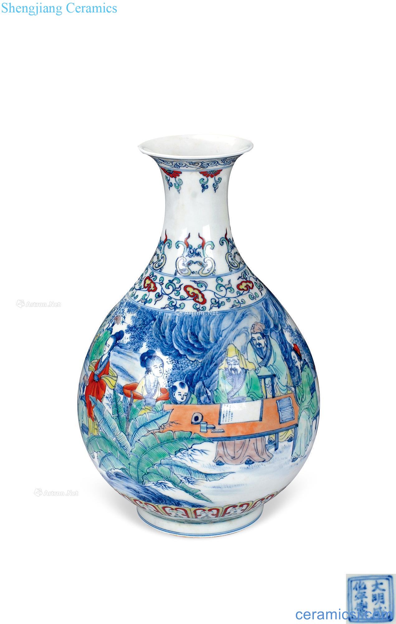 in Xiangshan nine old figure character lines color bucket okho spring bottle