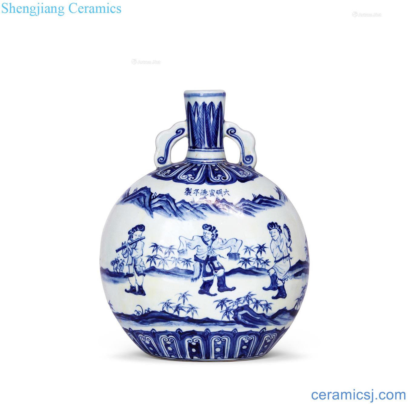 Ming xuande Blue and white Hu Renwu on bottle