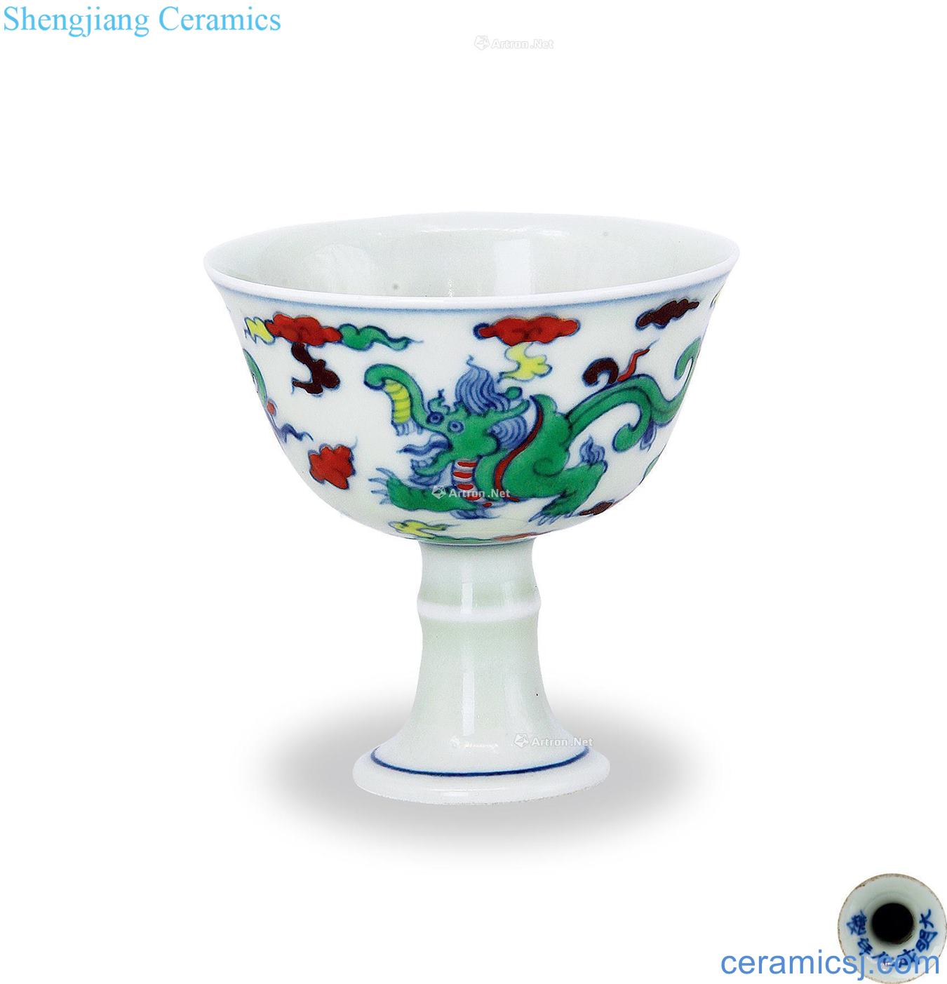 Ming chenghua Bucket color YunLongWen footed cup