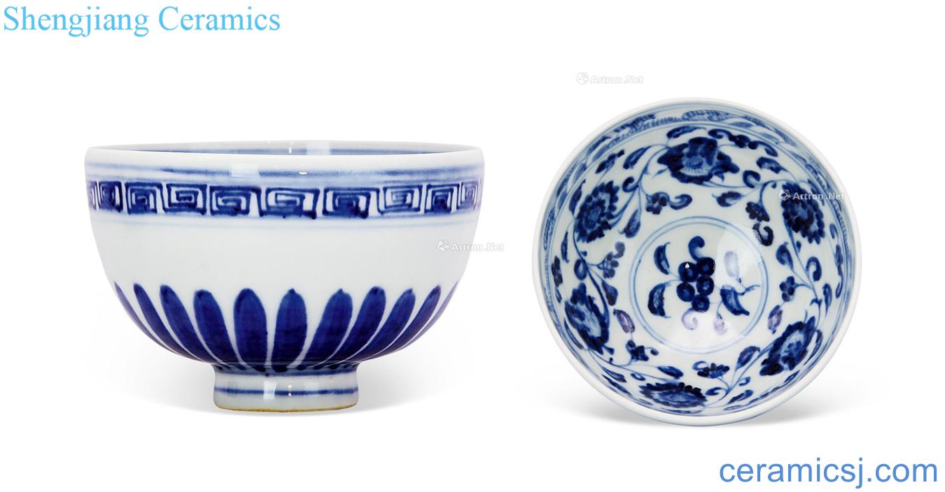 Ming In the blue and white flower tattoo heart bowls bound branches