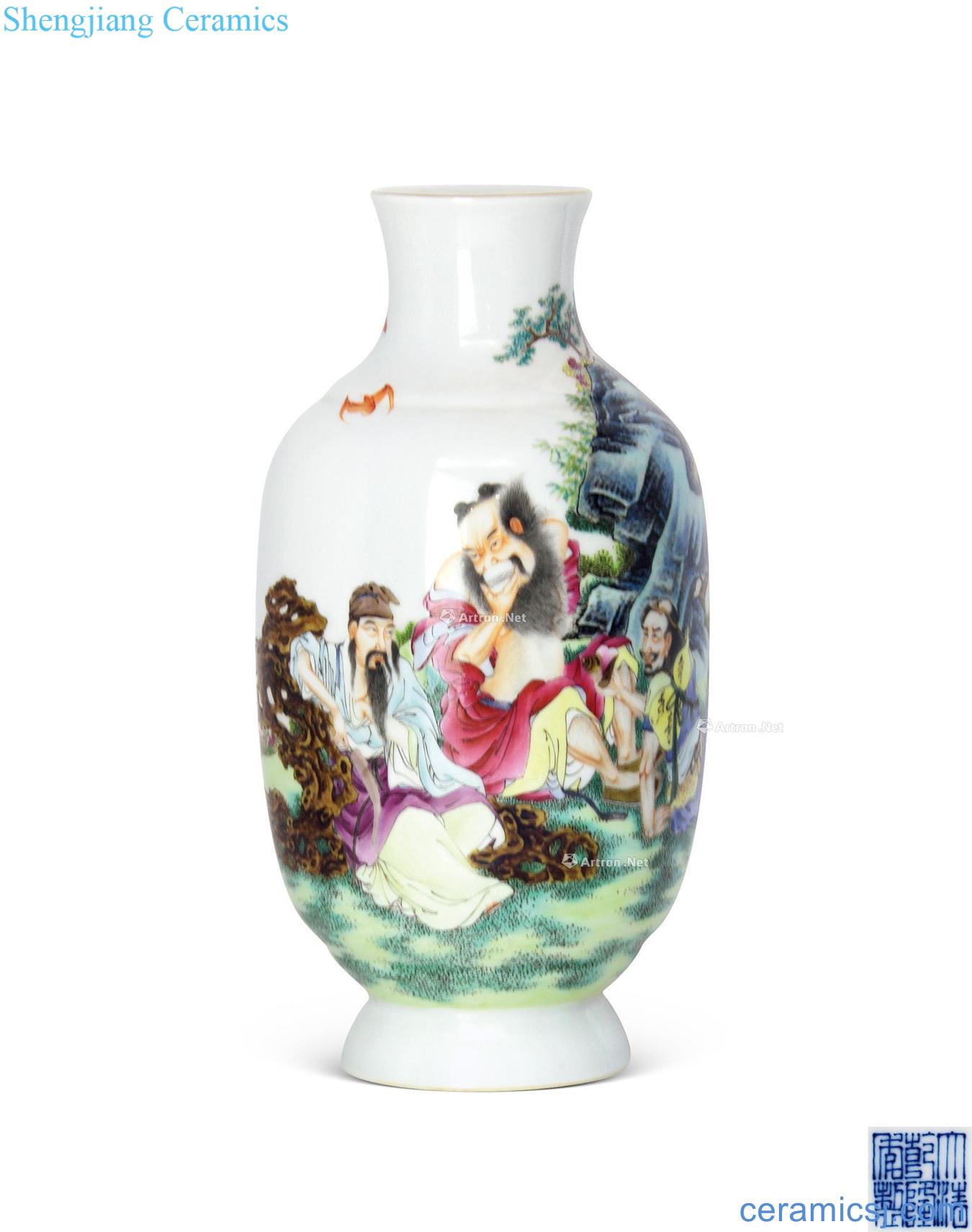Qianlong pastel landscape character lantern