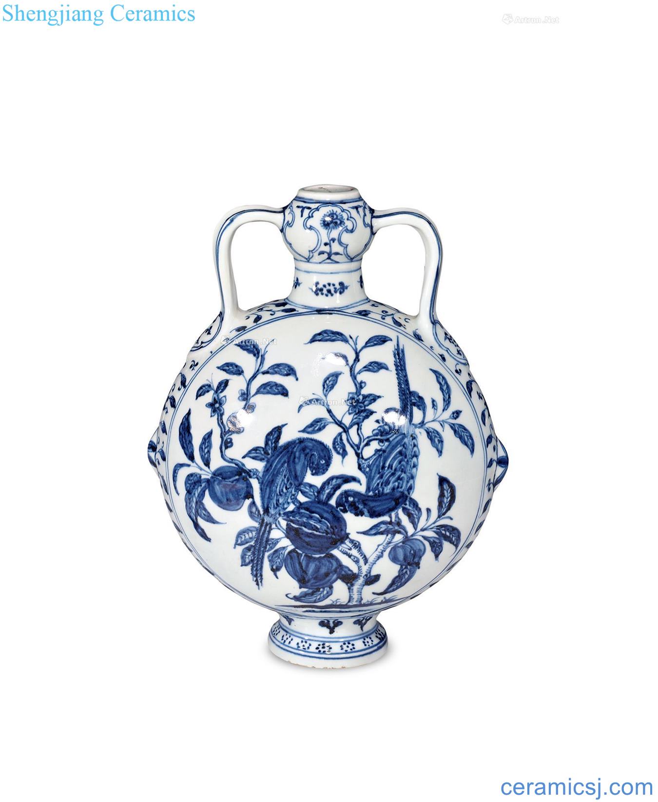Ming dynasty Blue and white flower on grain band garlic bottles