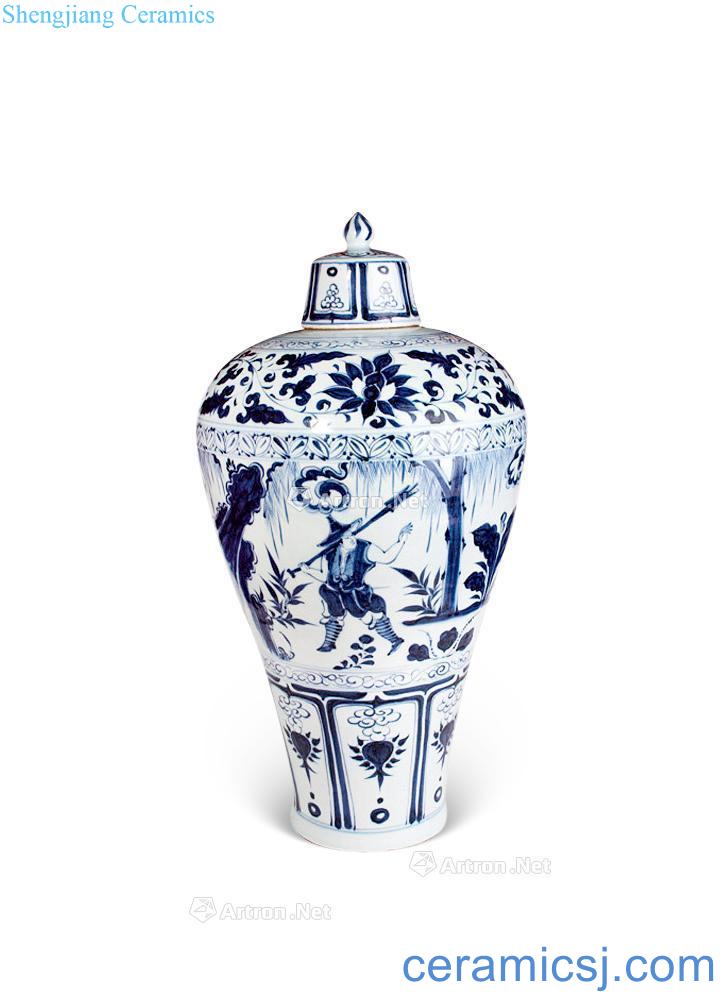 yuan Stories of blue and white plum bottle