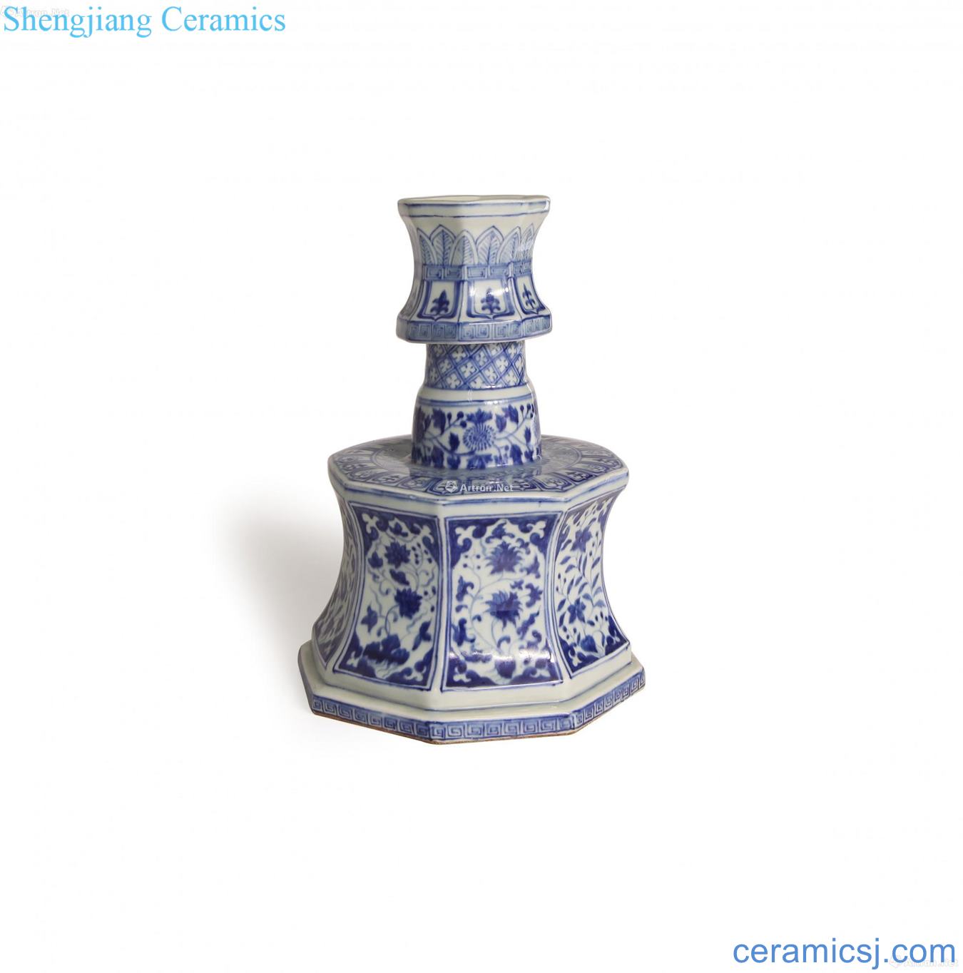 Blue and white flower grain sides candlestick