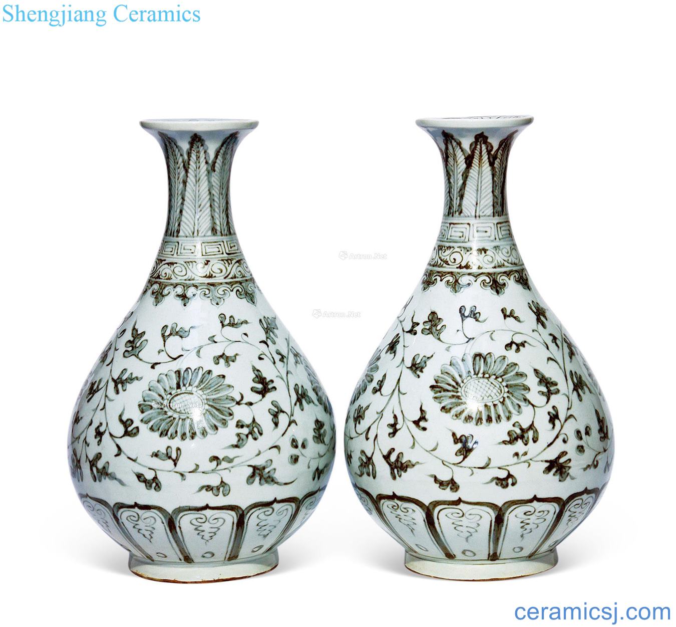 Ming hongwu Blue and white okho spring flower grain bottle (a)