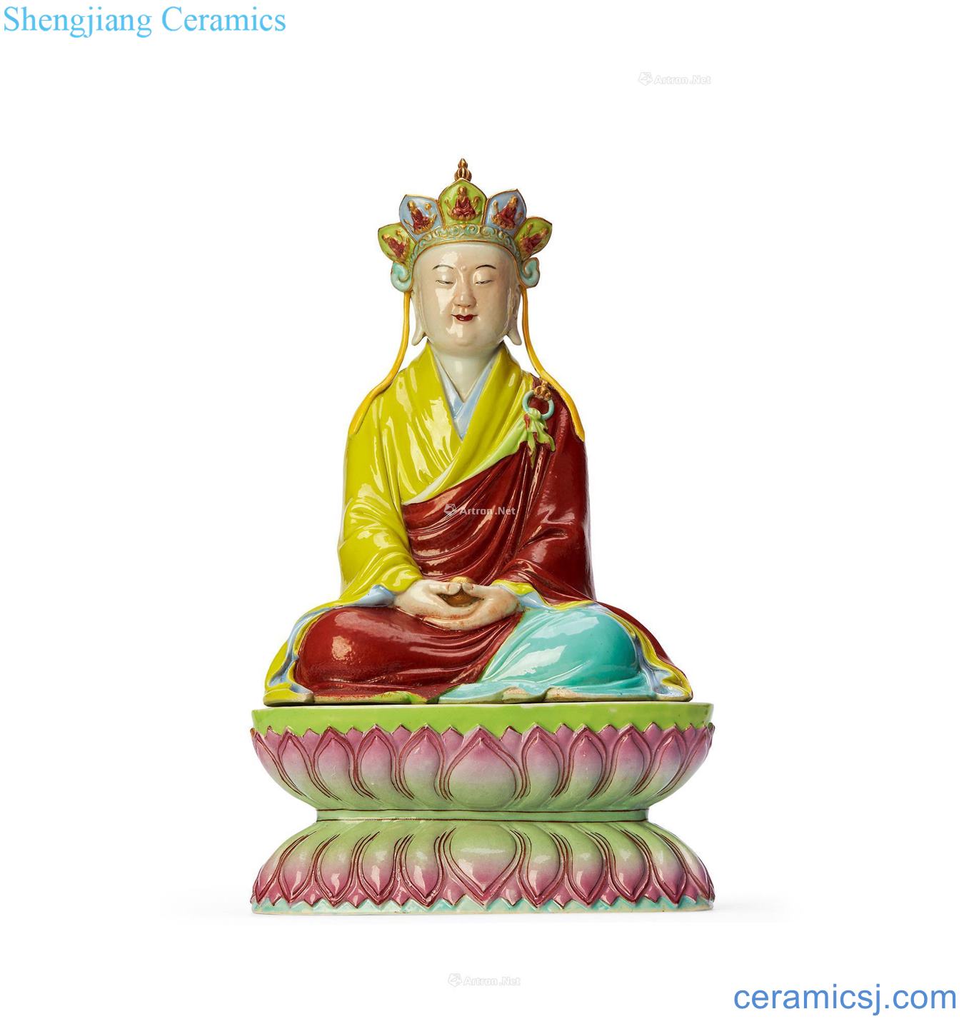 Qing qianlong pastel like earth treasure bodhisattva
