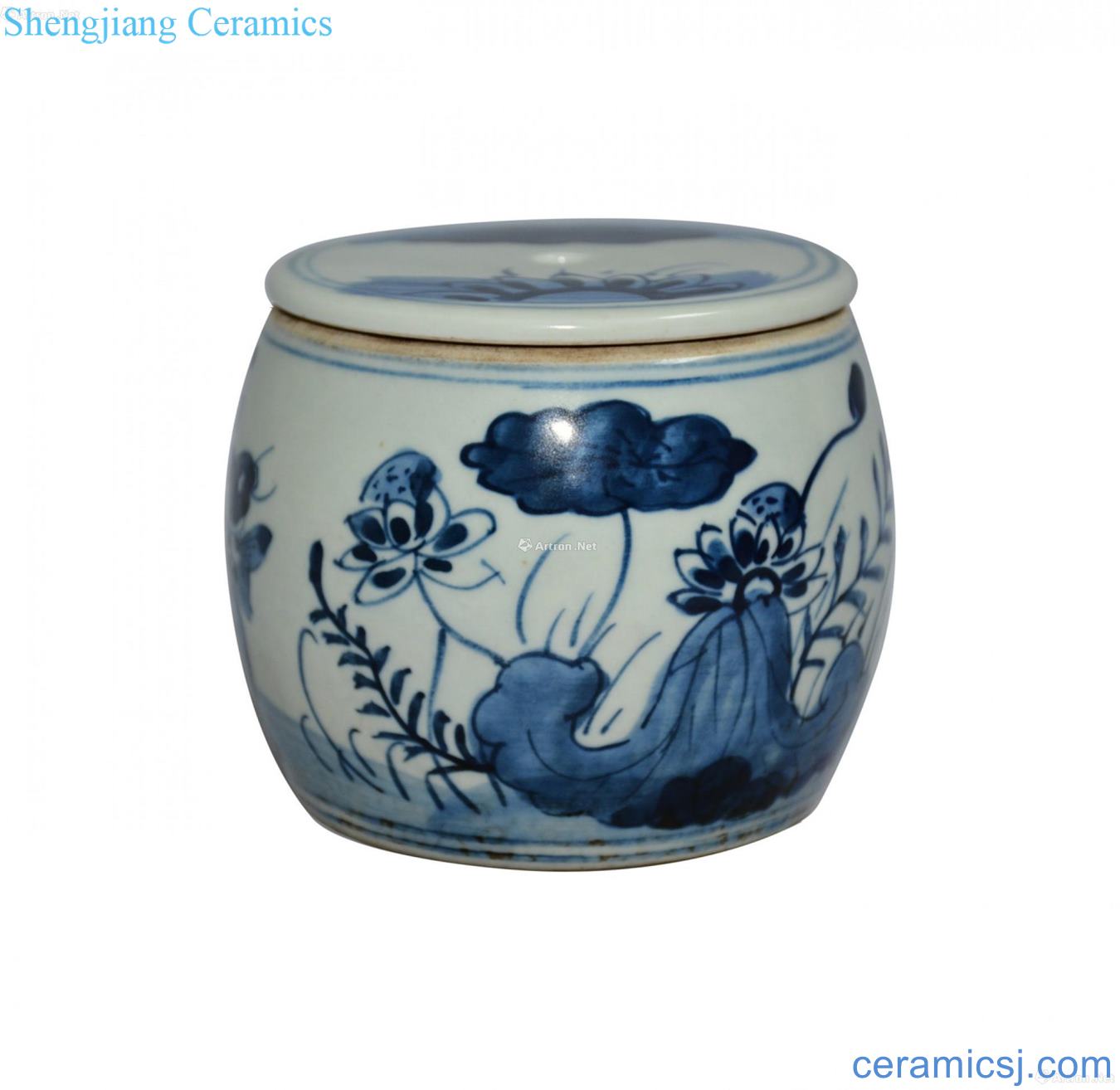 Blue and white cover pot