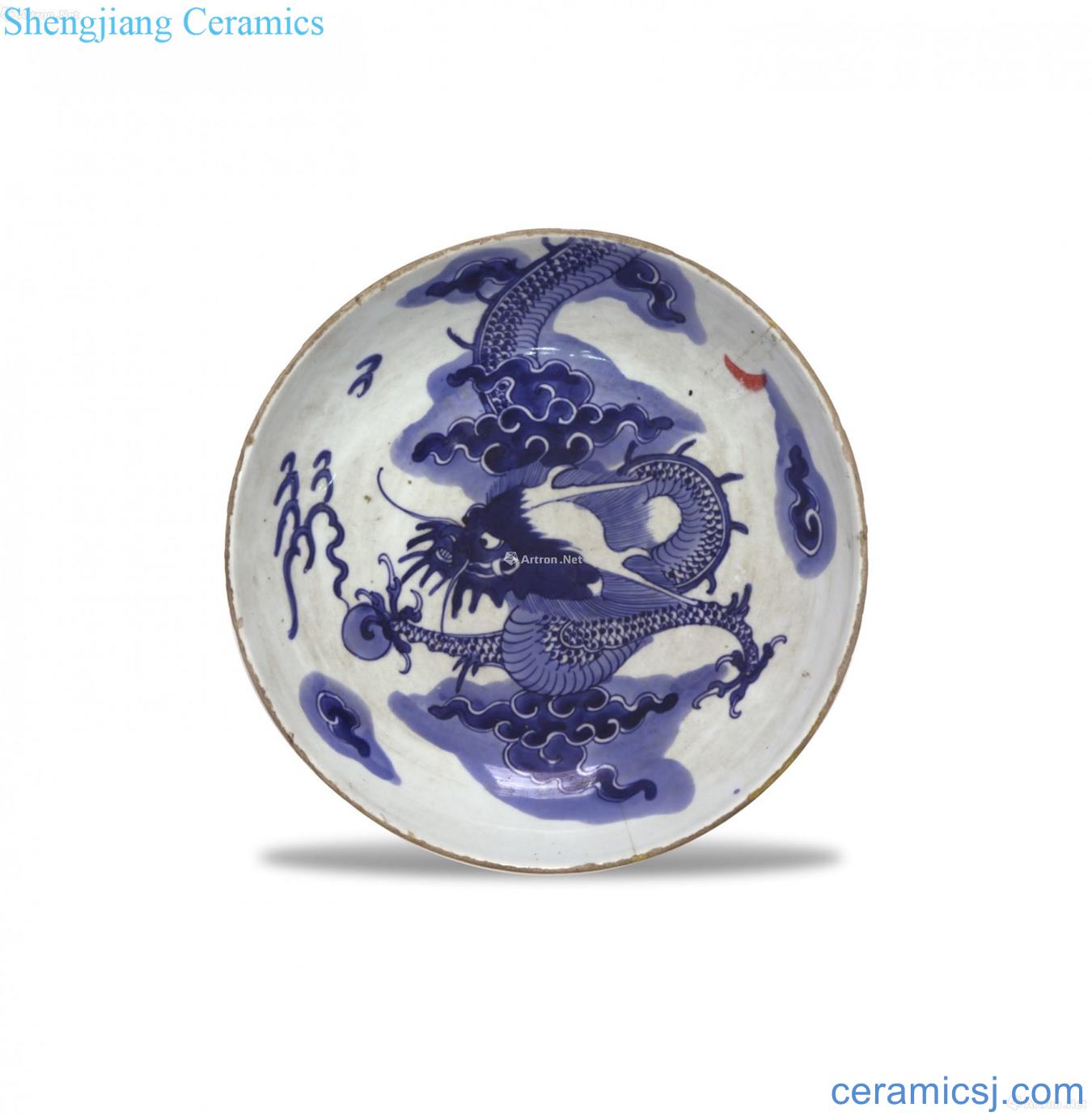 Blue and white dragon wall plate
