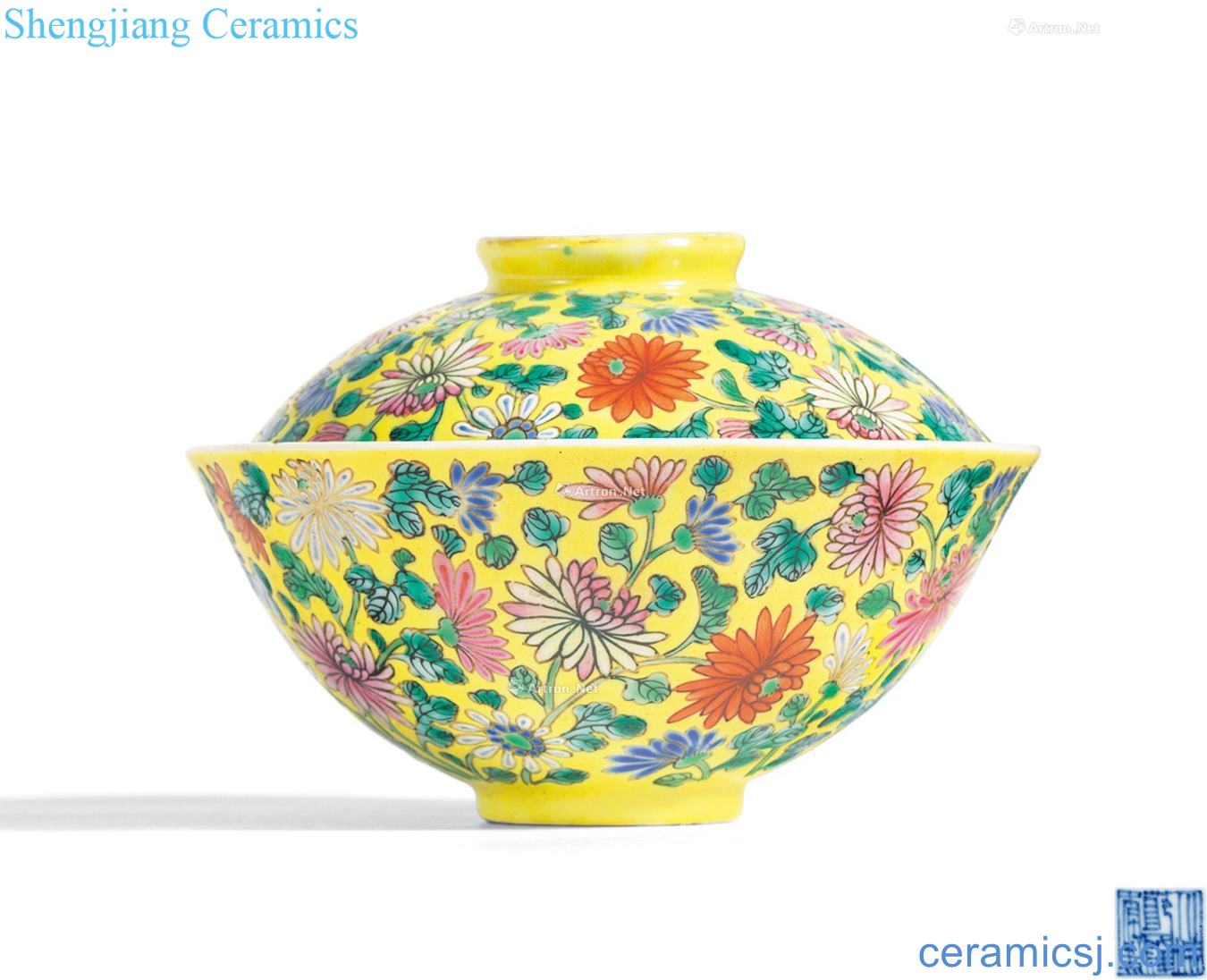 Qing qianlong To pastel yellow chrysanthemum grain tureen