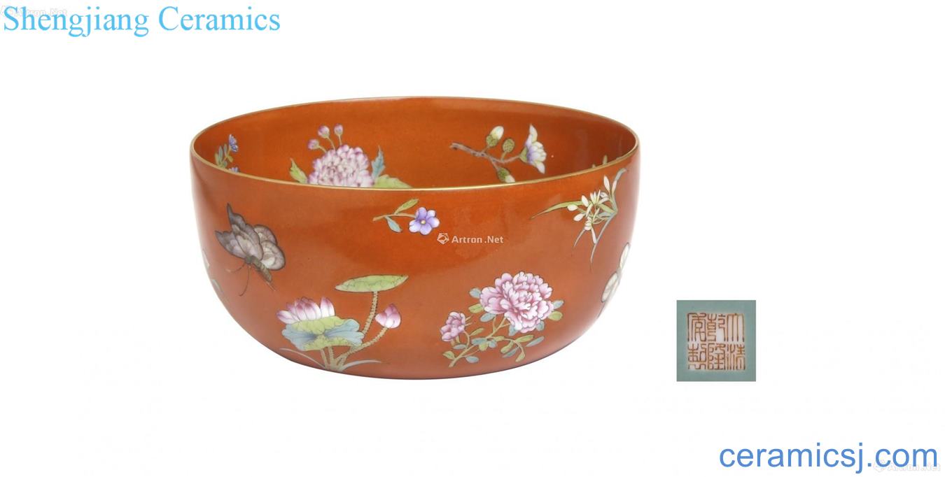 Qianlong colored enamel flower grain palace bowl